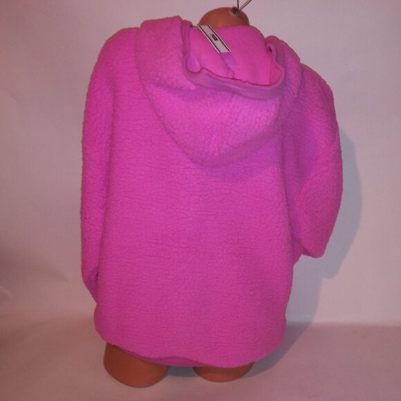 Victoria Secret PINK Hoodie Sweater Sherpa Pink Solid Thick Cozy Pullover - Picture 8 of 10